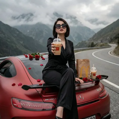 Luxury Car Picnic with Cinematic Rose Aesthetic