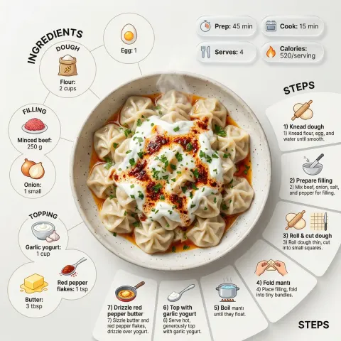 Turkish Manti - Recipe Infographic