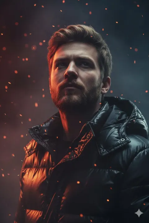 Dramatic Cinematic Portrait in Firelight