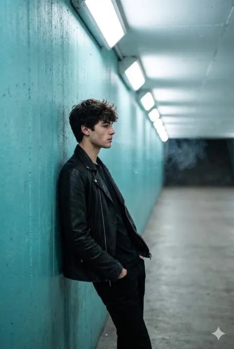 Lonely silhouette in tunnel light