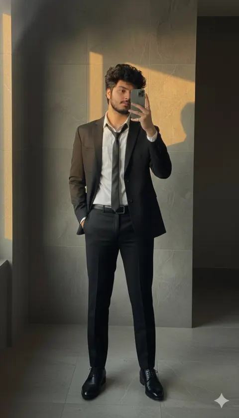 Formal Suit Mirror Selfie Guide