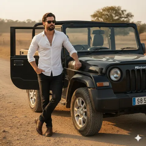 Cinematic Jeep Portrait Golden Hour