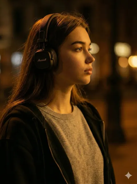 Moody Girl in Amber Light