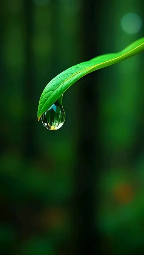 Cinematic Macro Leaf Water Droplet