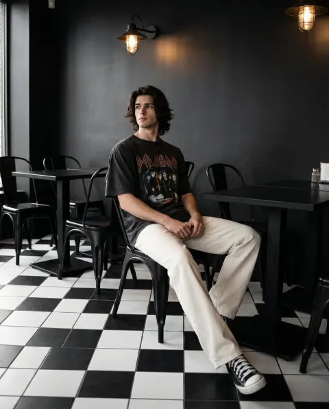 Stylish Youth in Modern Cafe
