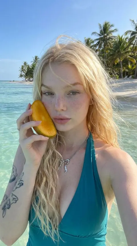 Tropical Mango Beach Selfie