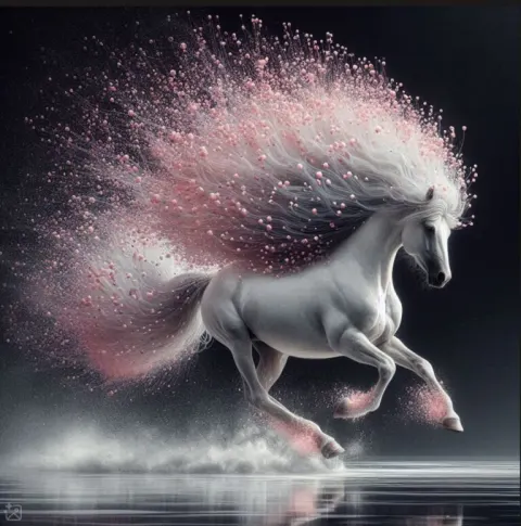 Hyper-Realistic White Stallion in Motion