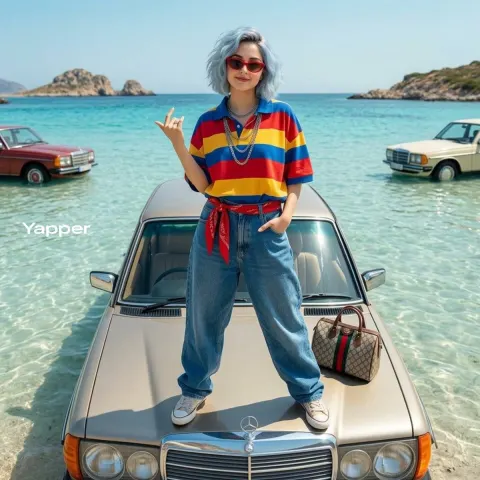 Vintage Car Coastal Fashion Editorial