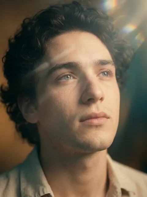 Cinematic Soft Portrait with Rainbow Flares