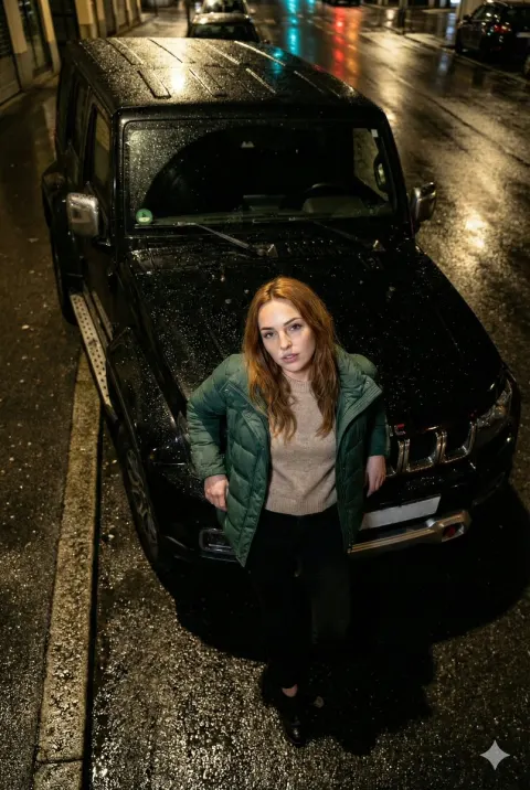 Night Flash SUV Hood Portrait