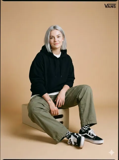 Silver Hair Casual Vans Style