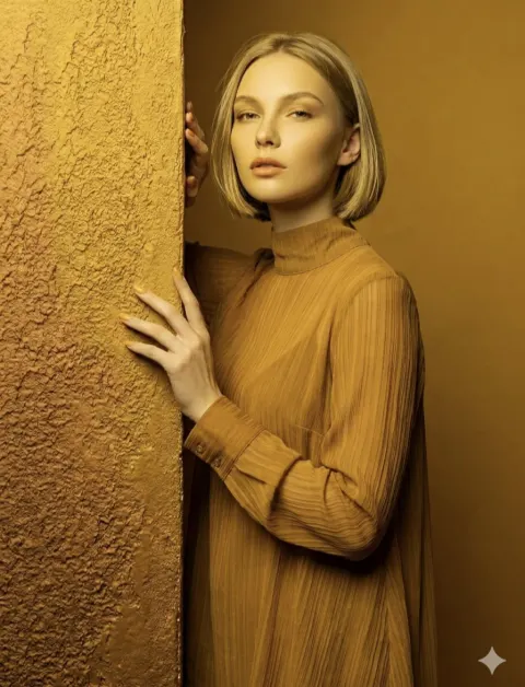 Monochrome Mustard Fashion Editorial Portrait
