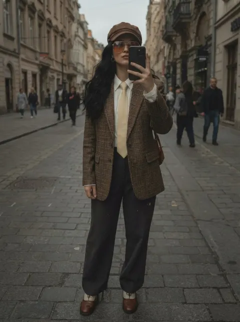 Vintage Autumn Street Style Selfie
