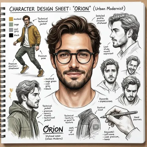 Realistic Male Character Design Sheet