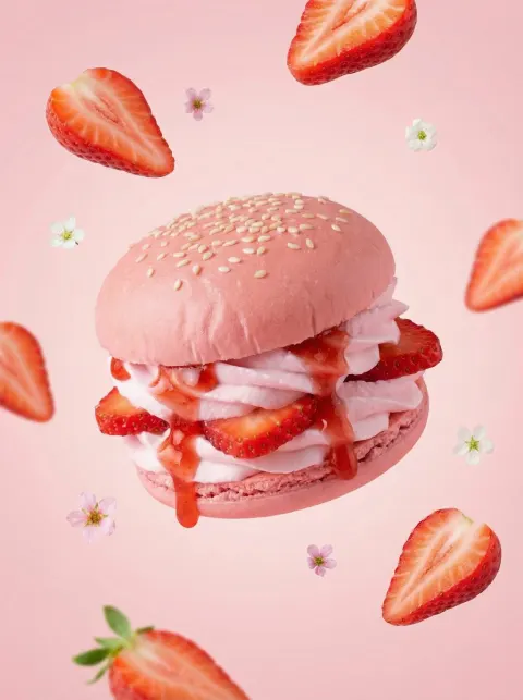 Dreamy Strawberry Cream Burger Delight