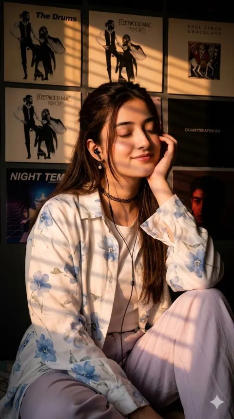 Cinematic Sunset Portrait with Vinyls