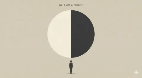 Minimalist Figure Under Giant Shape