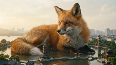 Giant Cute Beast in City