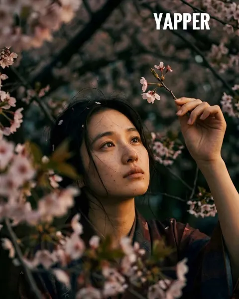 Vintage Kimono Cherry Blossom Girl