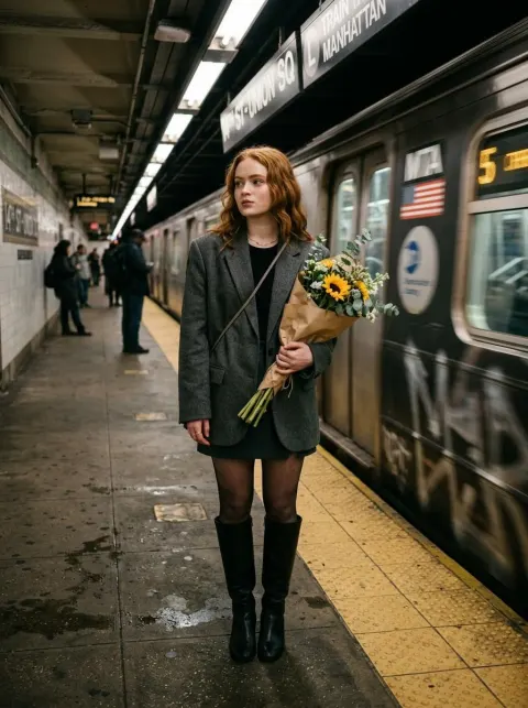 Cinematic Woman at Subway