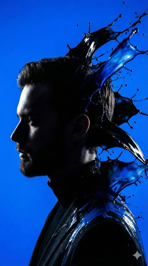 Electric Blue Cinematic Portrait