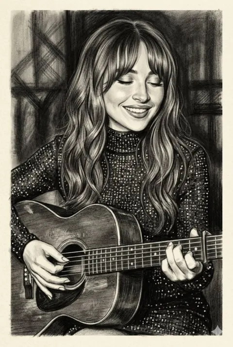 Charcoal Guitar Portrait