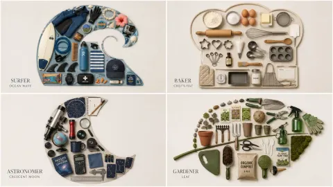 AI Knolling Silhouette Art
