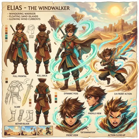 Anime Desert Warrior Character Sheet