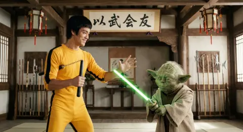 Bruce Lee vs Yoda Sparring