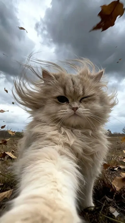 Windy Cat Selfie Time