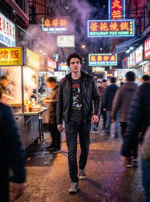 Cinematic Night Street Market Walk