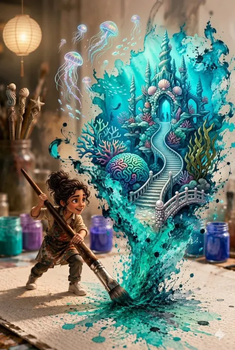 Magical Underwater Painting Pixar Art
