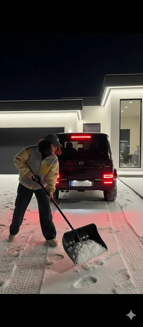 Luxury Car Snow Removal Night