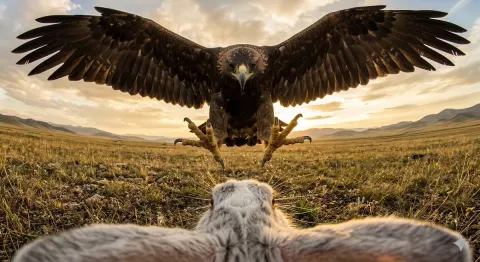 Golden Eagle Hunting Rabbit POV
