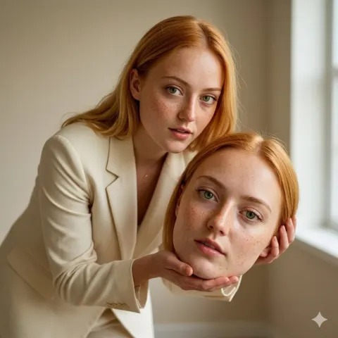 Surreal Head Holding Portrait