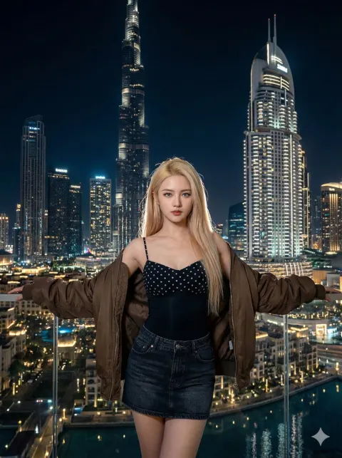 Cinematic Fashion Portrait Dubai Night