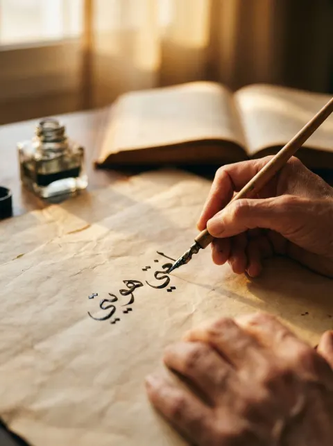 Cinematic Arabic Calligraphy Close-Up