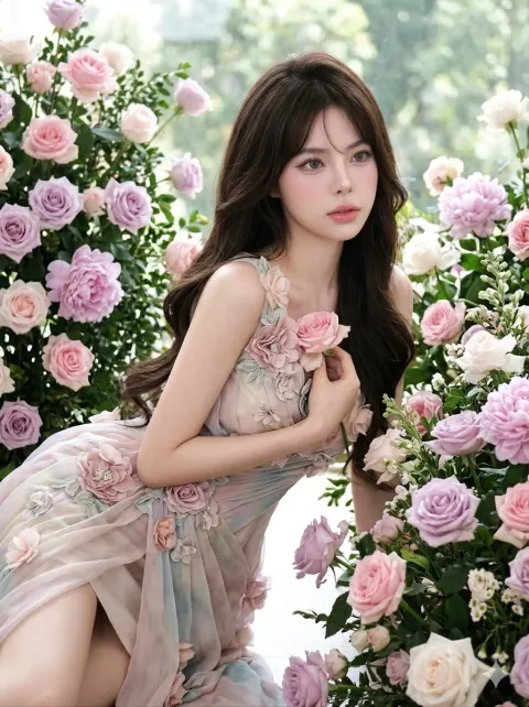 Dreamy Girl Floral Studio Portrait