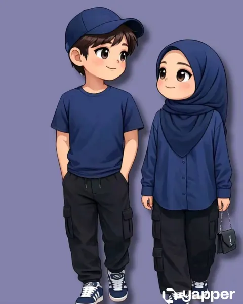 Cute Vector Anime Couple Illustration