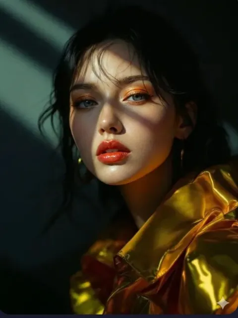 Cinematic Gold Jacket Beauty Portrait