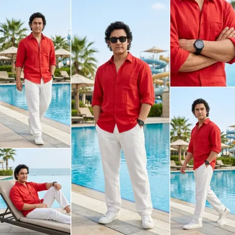 Luxury Pool Resort Fashion Collage