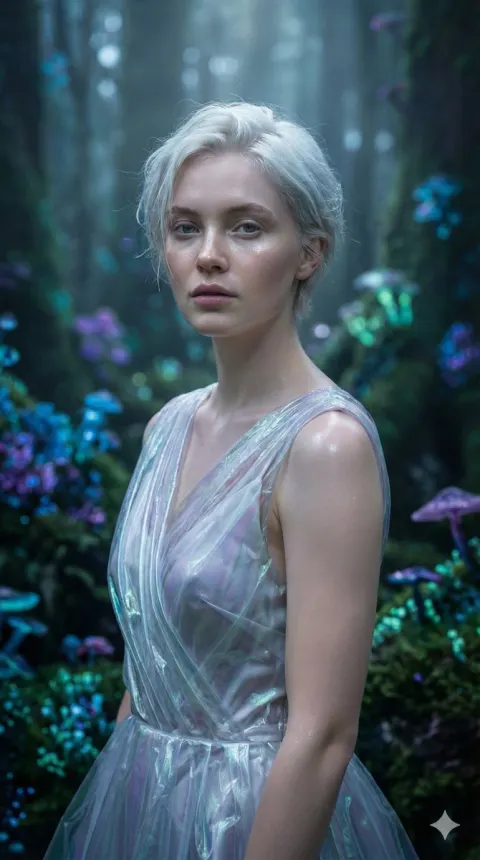 Ethereal Woman in Enchanted Forest