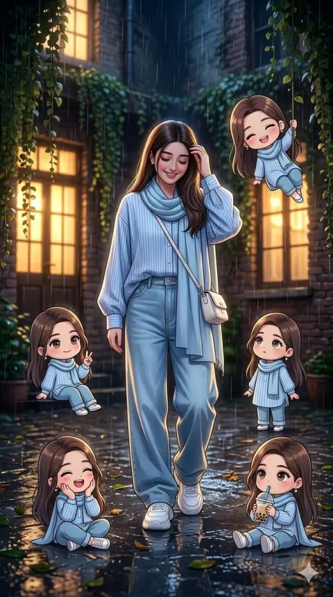 Cozy Rainy Night Chibi Portrait