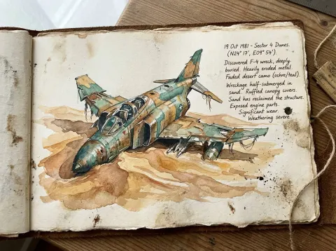 Buried Jet Watercolor Journal