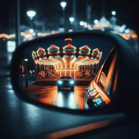 Captivating Rearview Mirror Carousel Scene