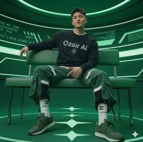 Futuristic Green Neon Portrait