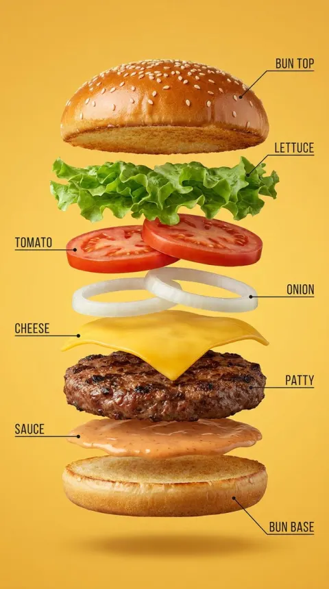 Gourmet Cheeseburger Exploded Infographic