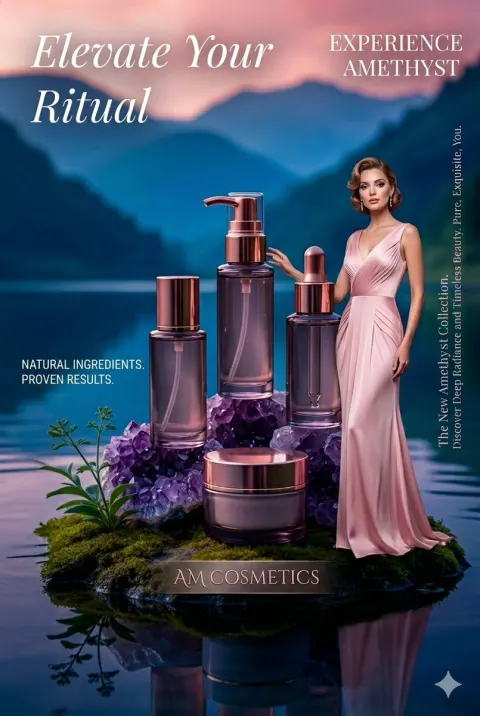 Luxury Amethyst Skincare Product Photography