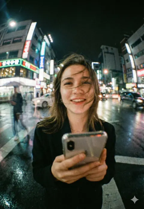 Neon Night Street Portrait