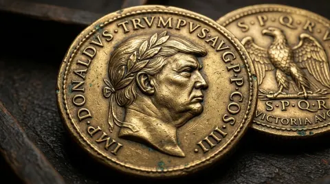 Hyperrealistic Roman Coin Close-up